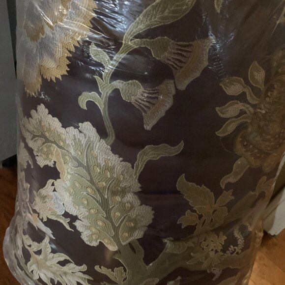 VTG Austin Horn Jacquard KING Comforter Brown Gold Stripe Piping Luxury Made USA - Picture 9 of 13